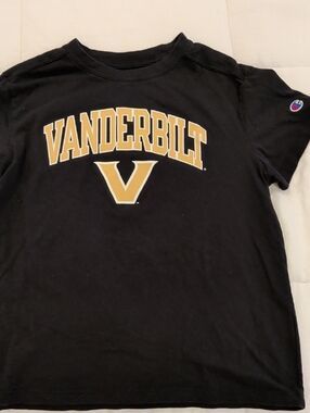Champion Black Tee with Gold Vanderbilt Logo